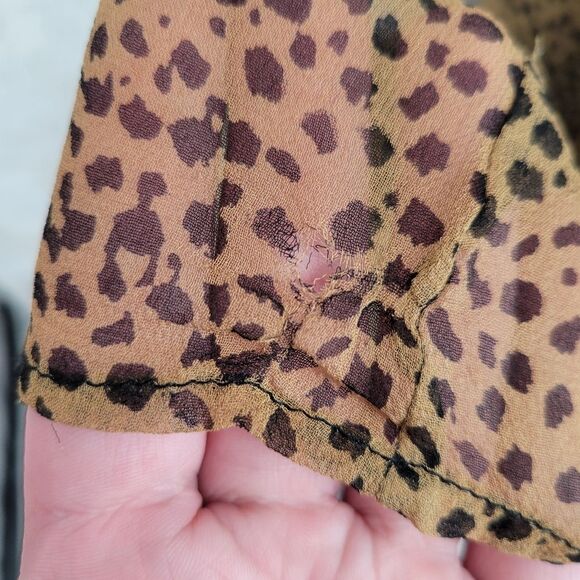 Robbie Bee Vintage Silk Leopard Print Long Sheer Shirt Dress - Picture 9 of 12